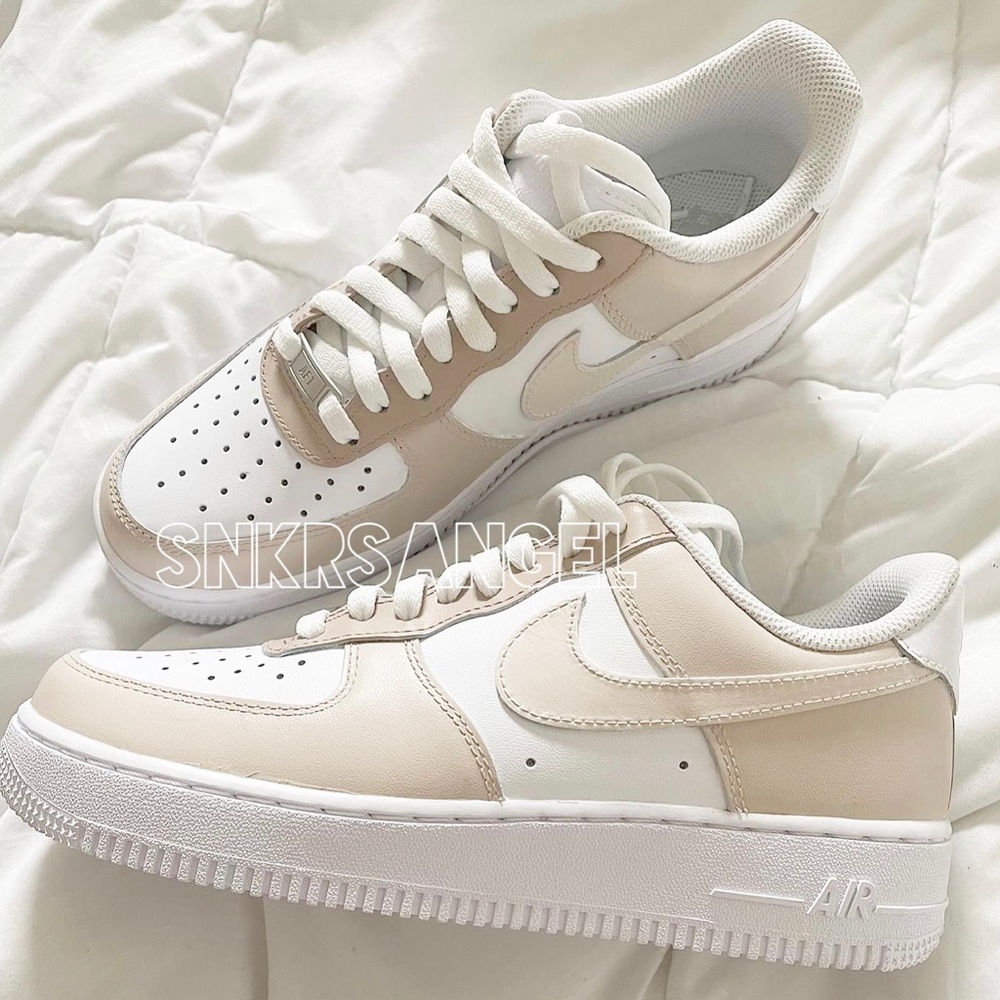 Custom nike air force 1 low cream nude tan beige
